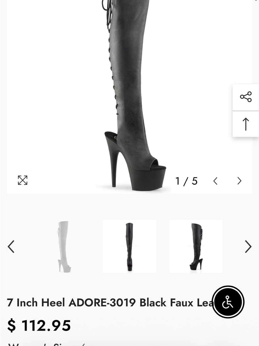 Pleaser Adore-2018 Black Peep-Toe Platform Knee-High Boot